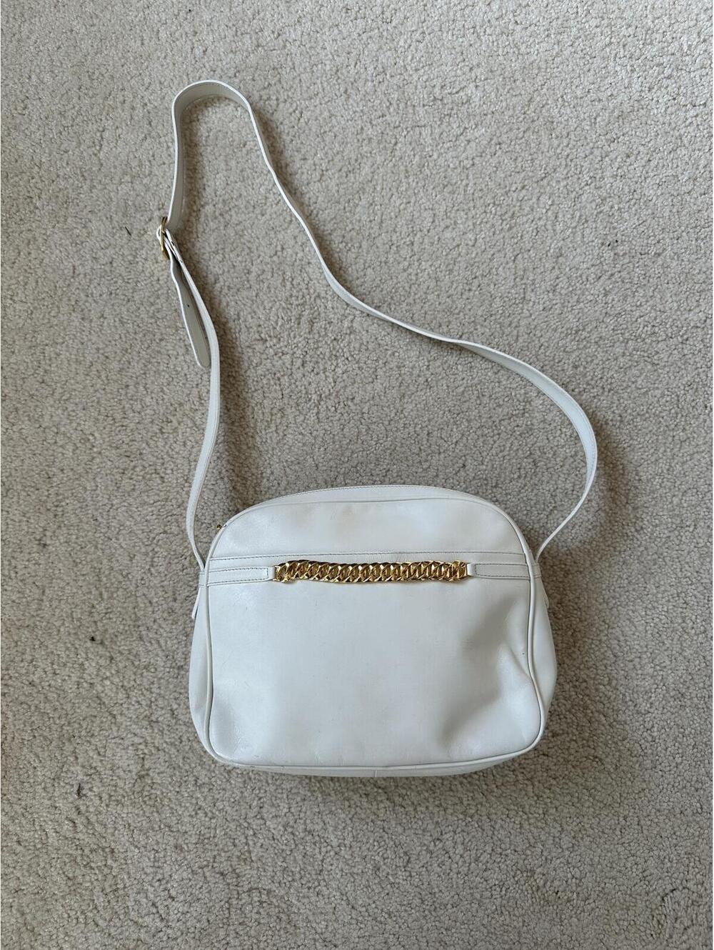 Vintage Salvatore Ferragamo White Leather Crossbody Purse/Bag